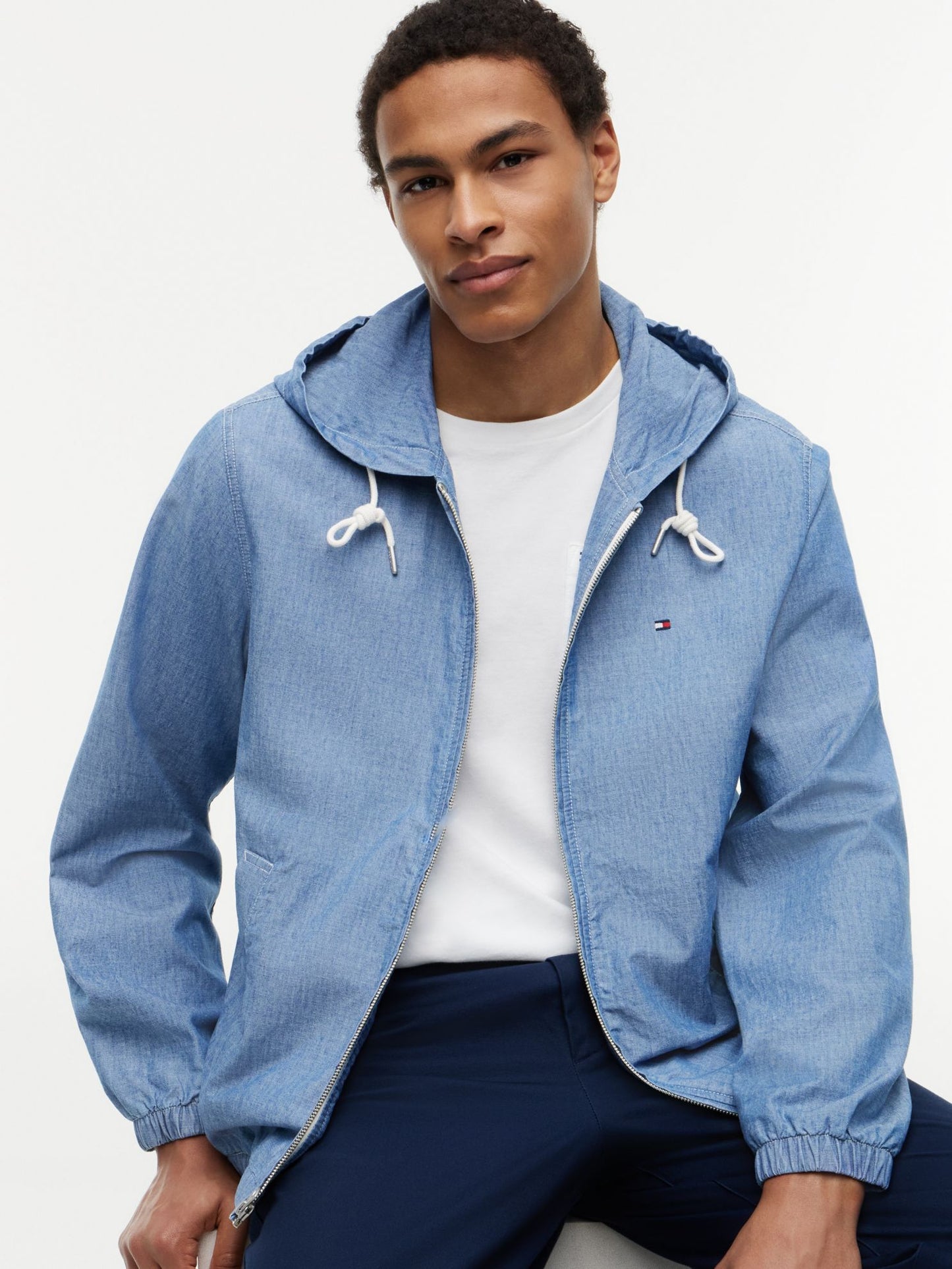 Tommy Hilfiger Chambray Hooded Zip Jacket