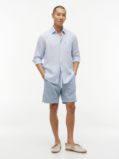 Tommy Hilfiger Striped Cotton-Linen Blend 7" Short