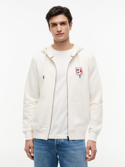 Tommy Hilfiger Embroidered Wavy Flag Logo Zip Hoodie