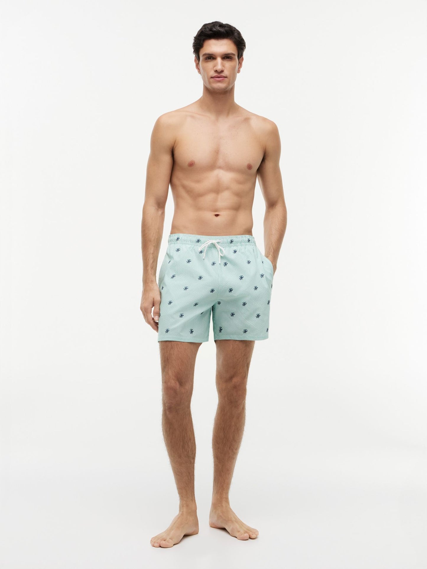 Tommy Hilfiger Script Monogram Striped 5" Swim Trunk