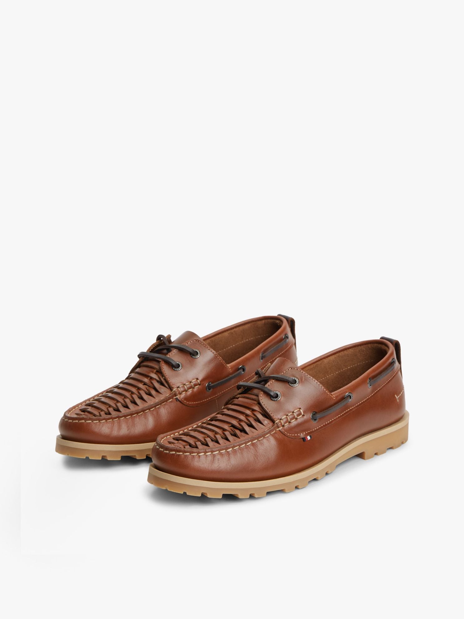 Tommy Hilfiger Woven Leather Boat Shoe
