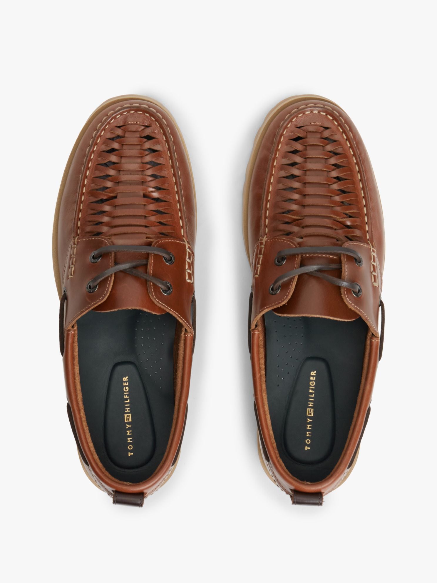 Tommy Hilfiger Woven Leather Boat Shoe