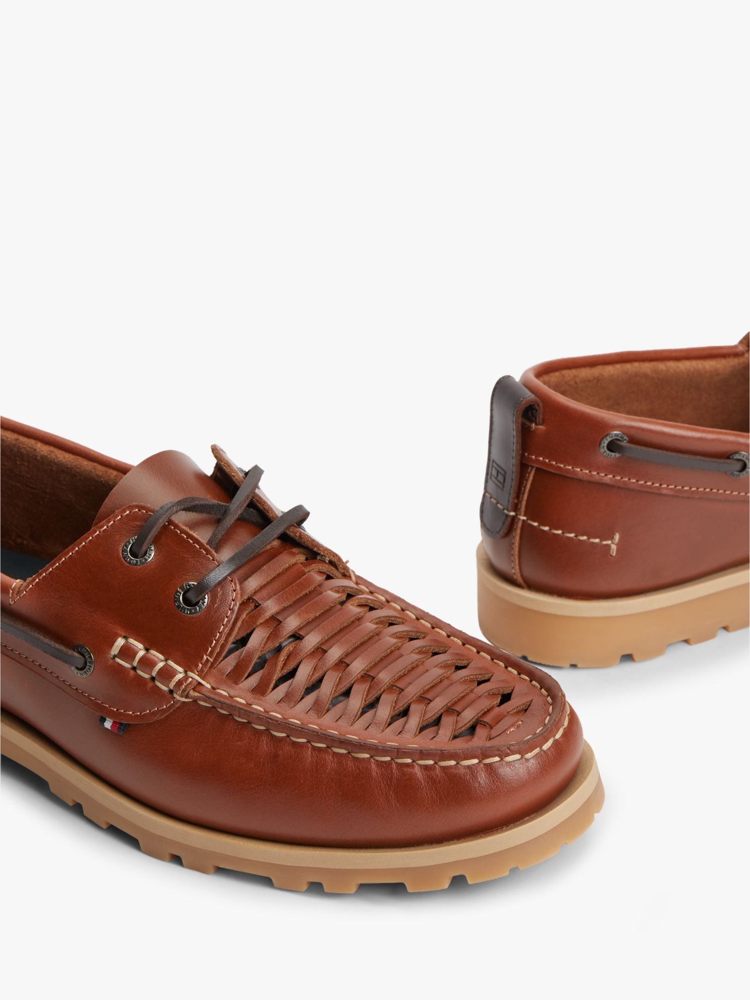 Tommy Hilfiger Woven Leather Boat Shoe