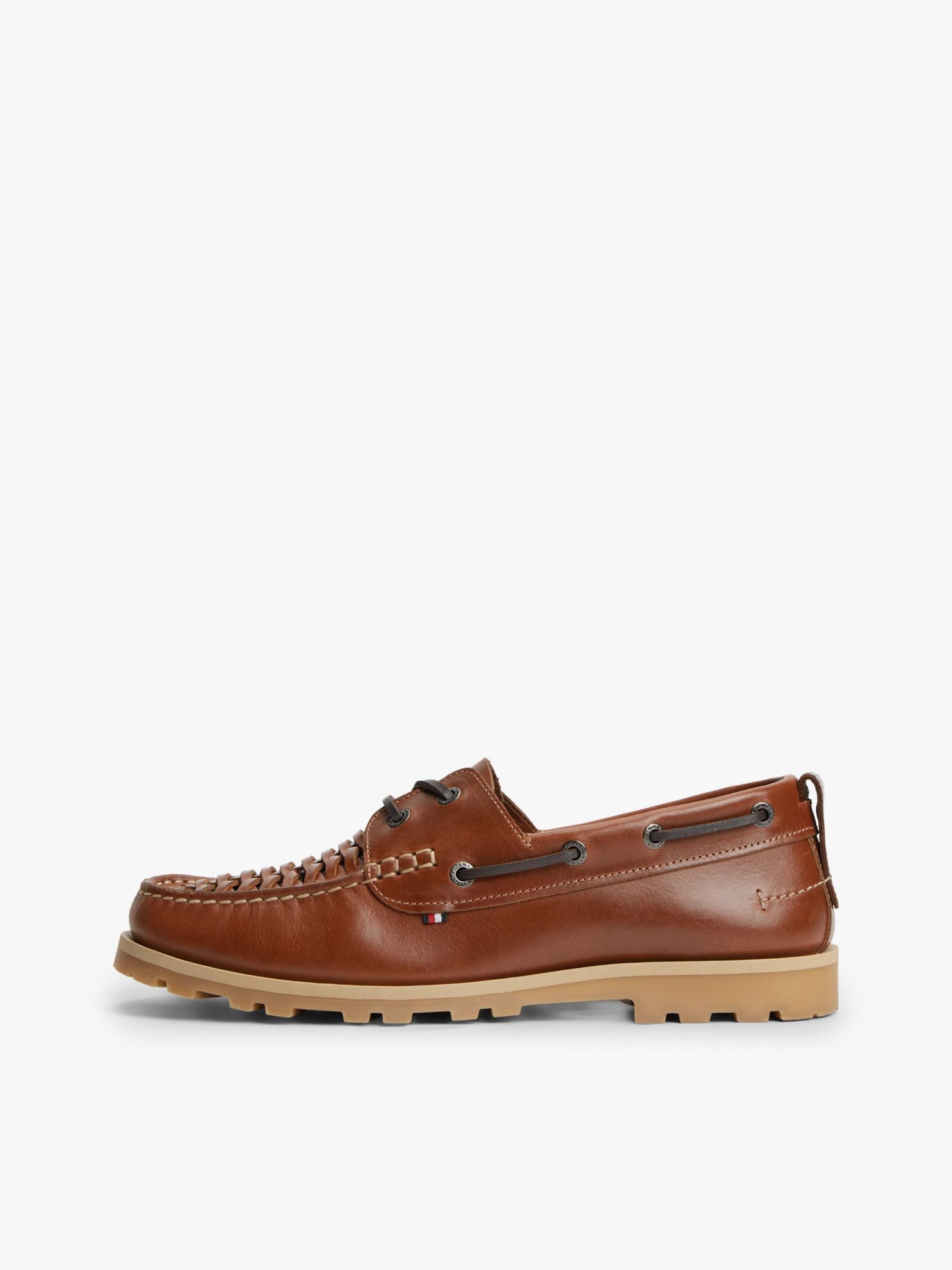 Tommy Hilfiger Woven Leather Boat Shoe