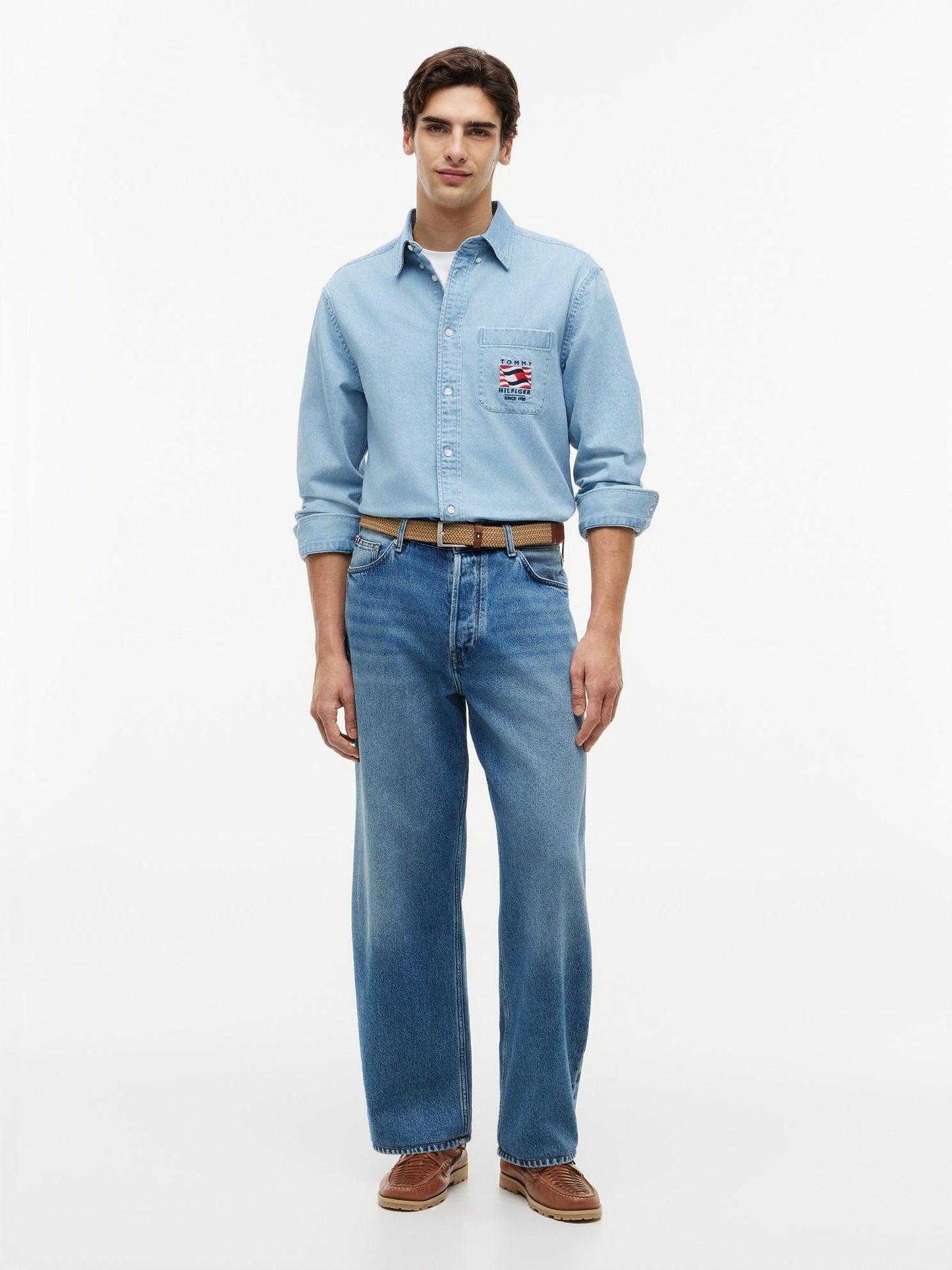 Tommy Hilfiger Woven Leather Boat Shoe