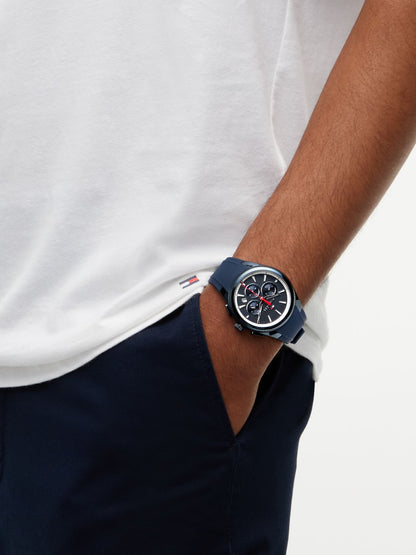Tommy Hilfiger 43MM Silicone Strap Dual-Time Watch