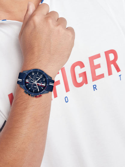 Tommy Hilfiger 46MM Sport Watch with Silicone Strap