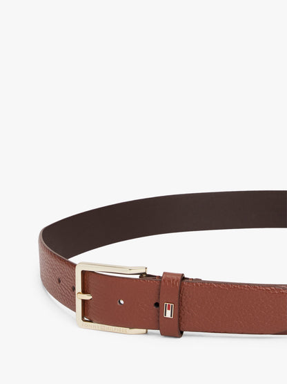 Tommy Hilfiger Square-Buckle Pebbled Leather Belt