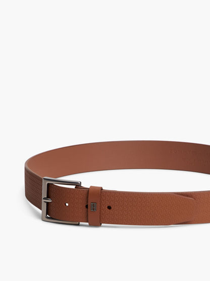 Tommy Hilfiger Allover Flag Logo Leather Belt