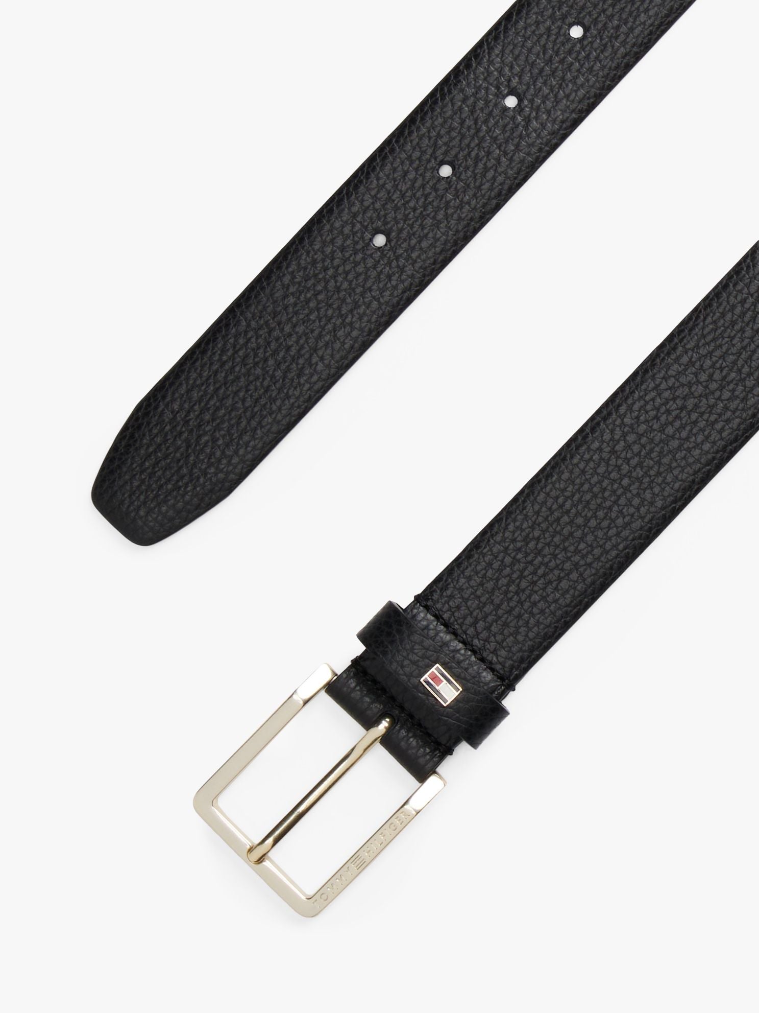 Tommy Hilfiger Square-Buckle Pebbled Leather Belt