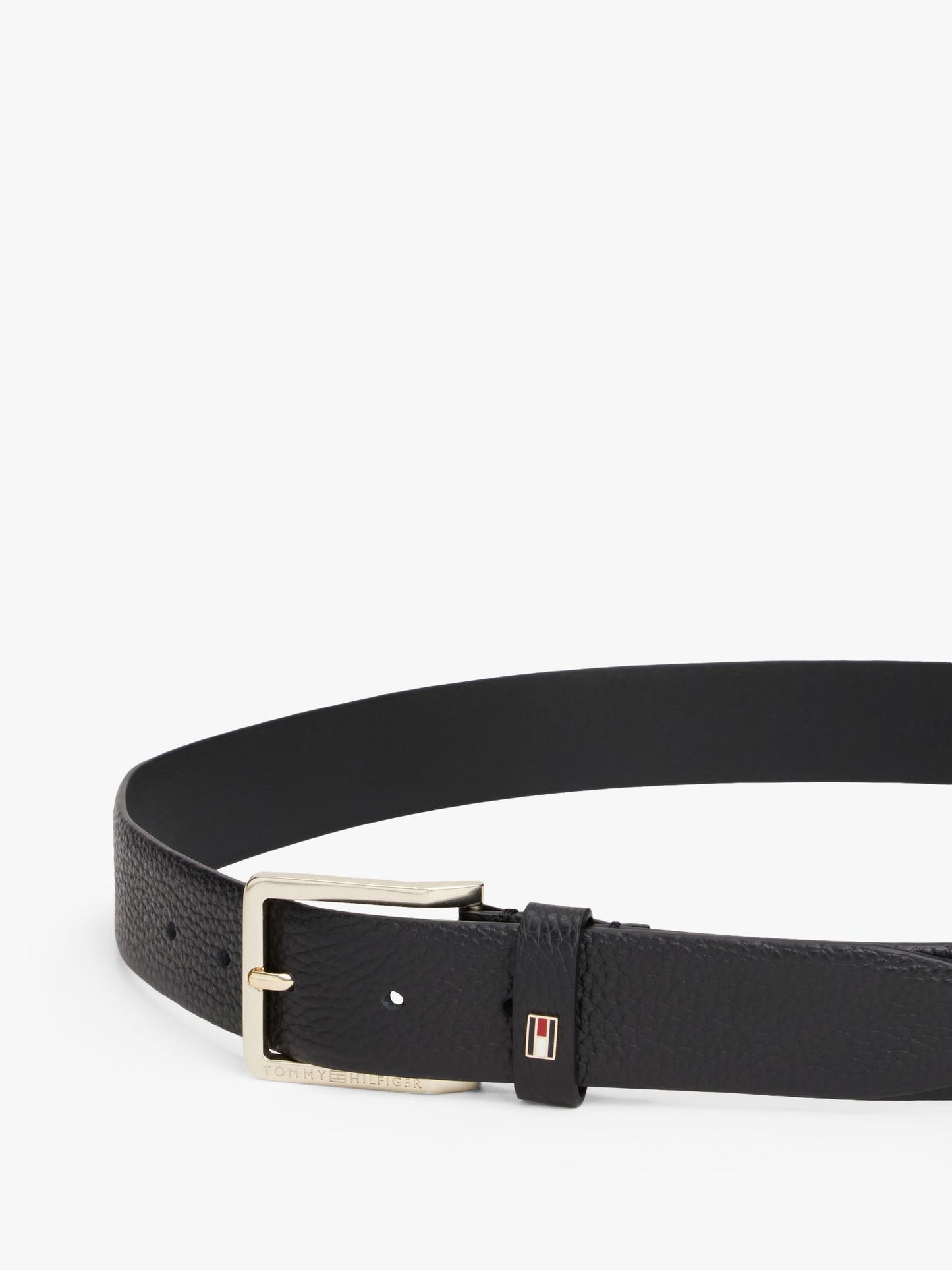Tommy Hilfiger Square-Buckle Pebbled Leather Belt