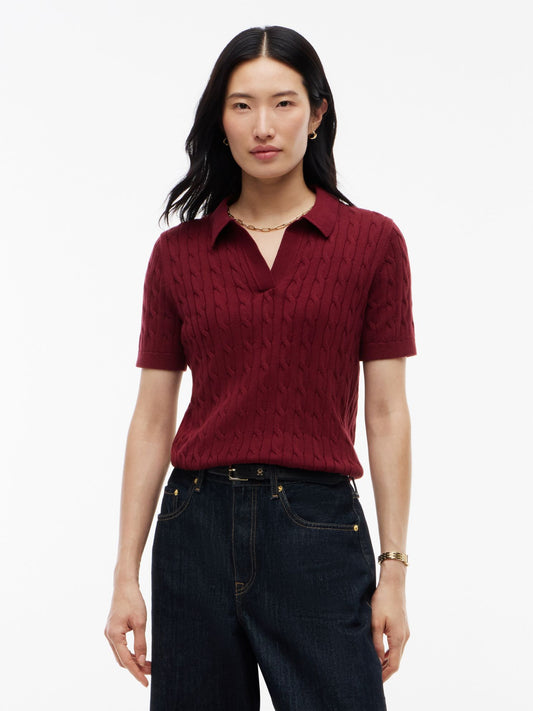 Tommy Hilfiger Short-Sleeve Cable Knit Sweater Polo