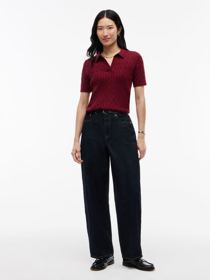 Tommy Hilfiger Short-Sleeve Cable Knit Sweater Polo