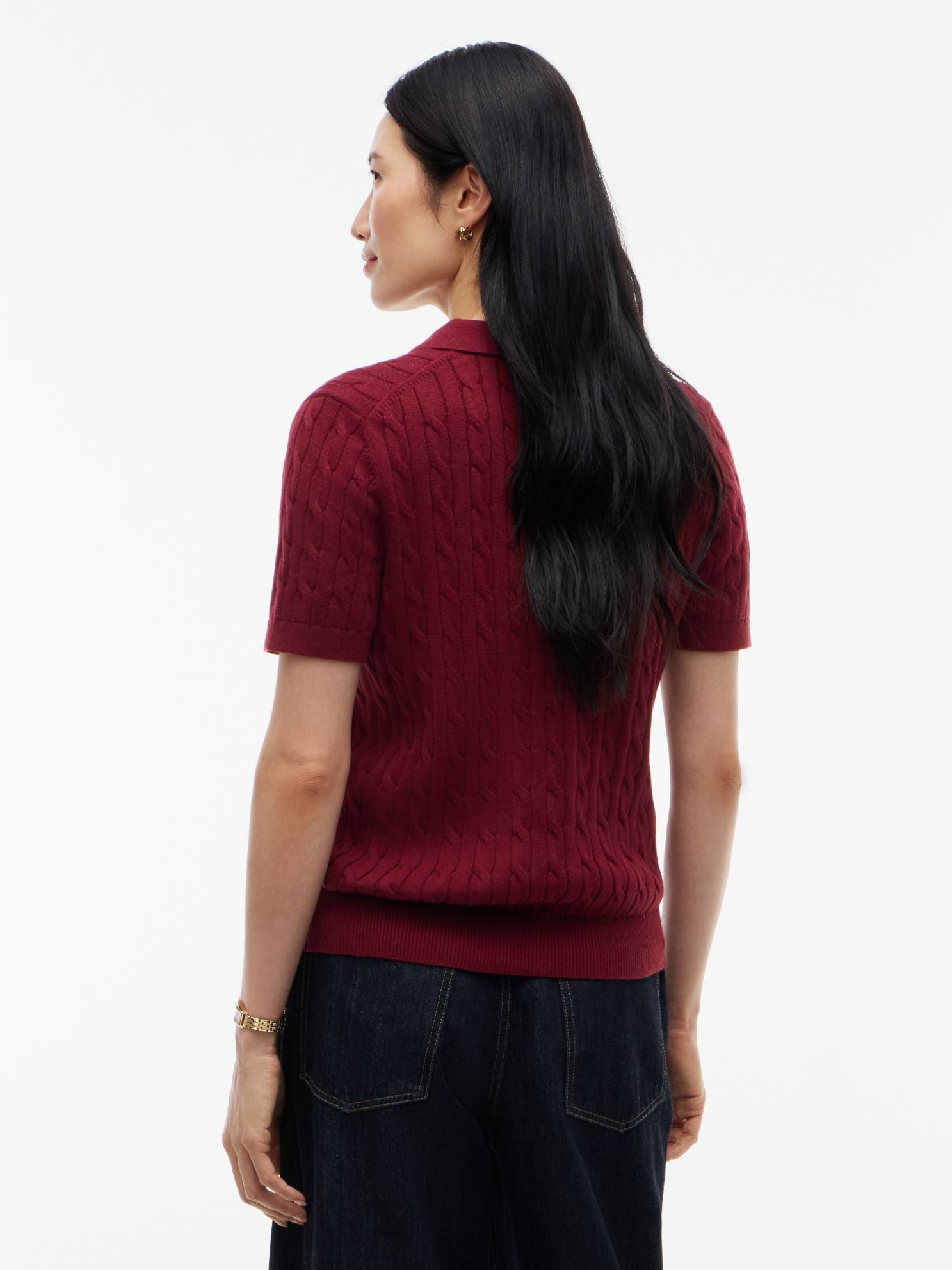 Tommy Hilfiger Short-Sleeve Cable Knit Sweater Polo