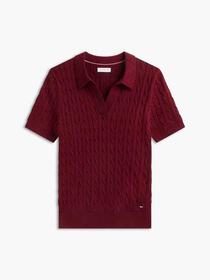 Tommy Hilfiger Short-Sleeve Cable Knit Sweater Polo