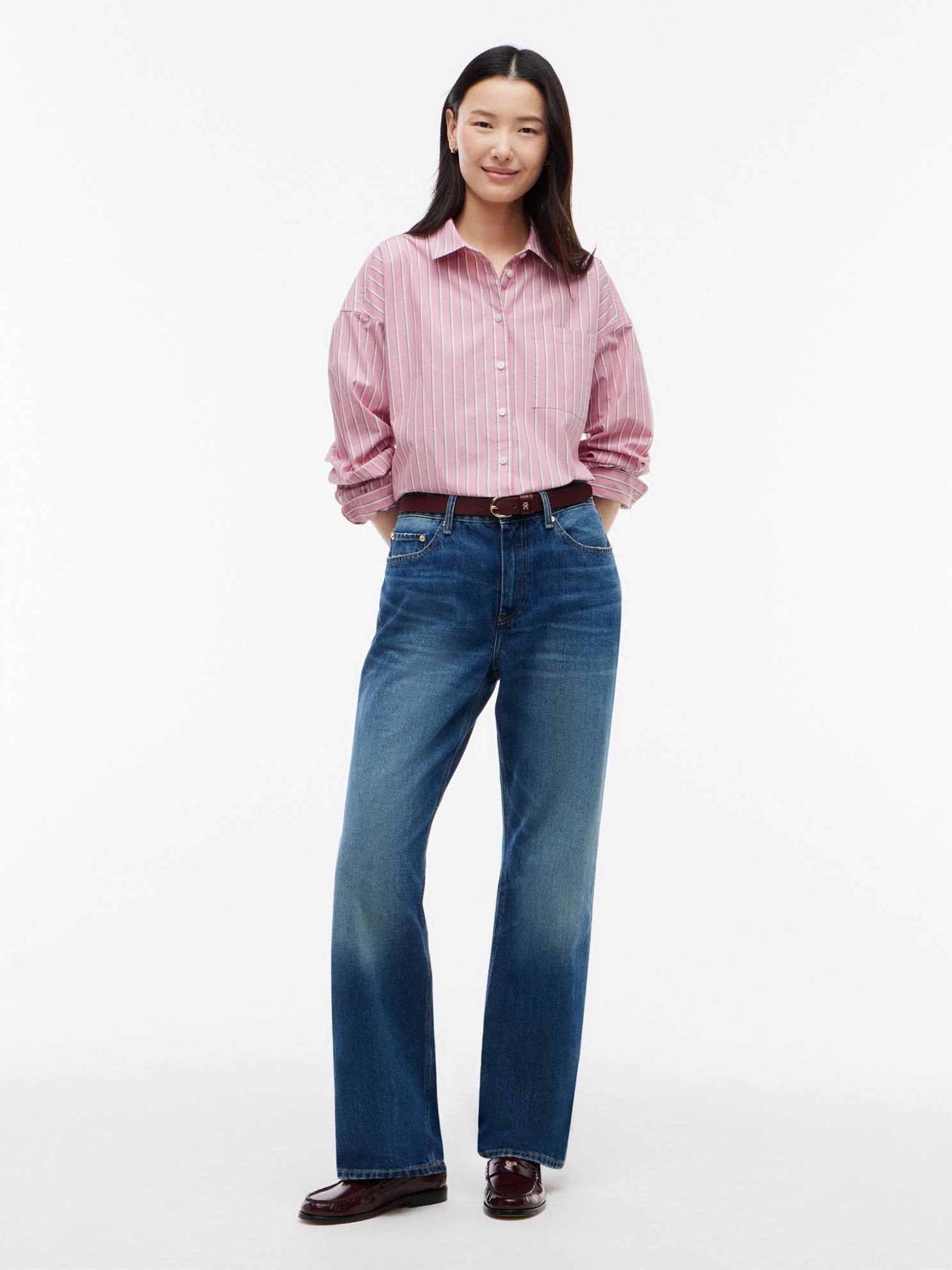 Tommy Hilfiger Relaxed Fit Striped Poplin Pocket Shirt