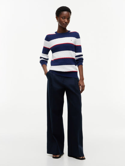 Tommy Hilfiger Rugby Stripe Cable Knit Sweater