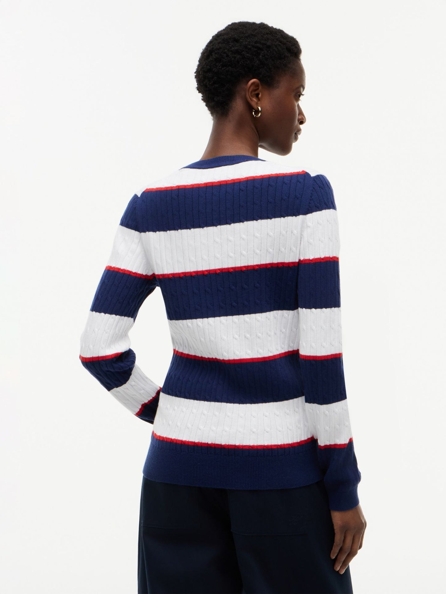 Tommy Hilfiger Rugby Stripe Cable Knit Sweater