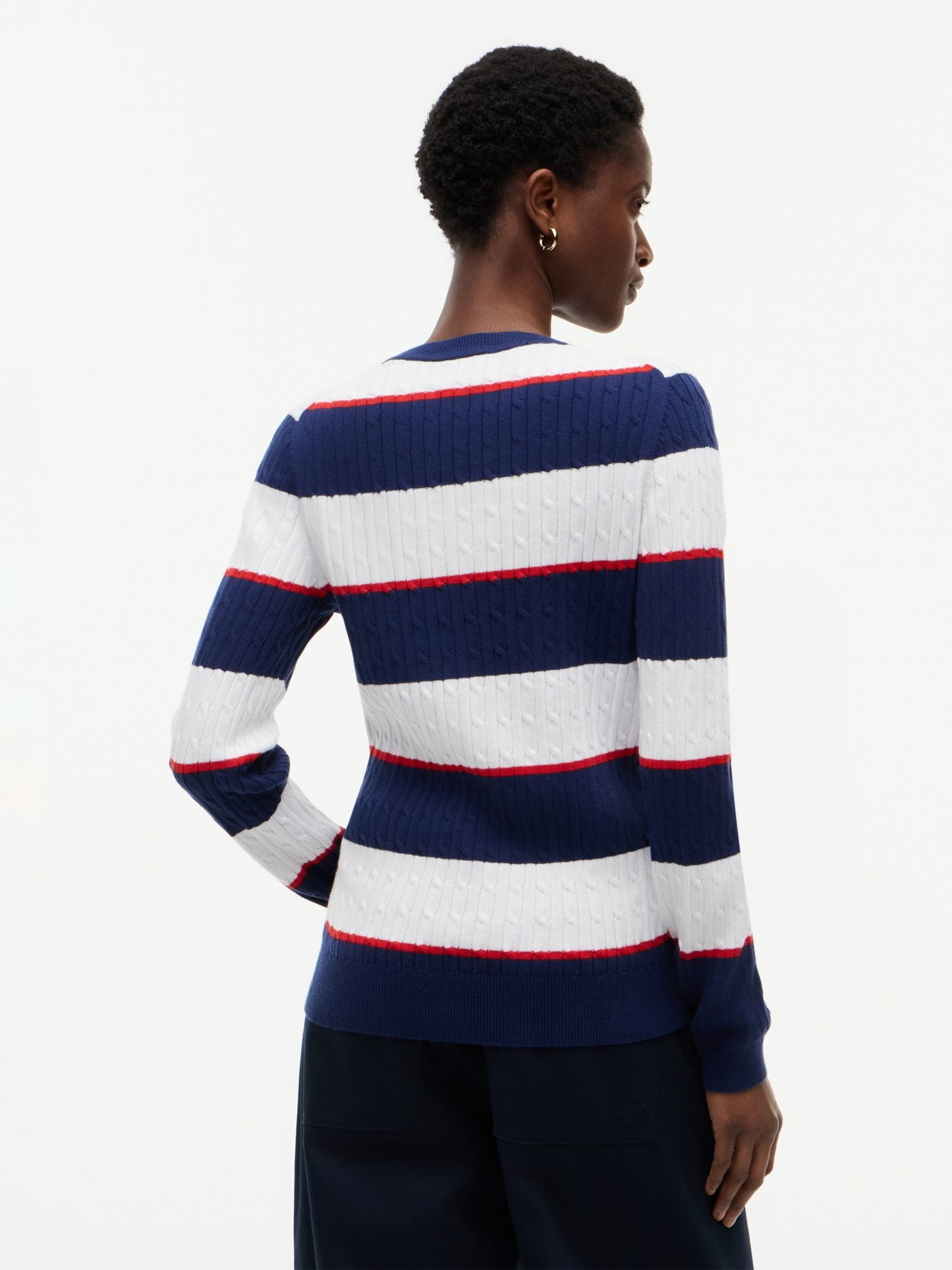Tommy Hilfiger Rugby Stripe Cable Knit Sweater