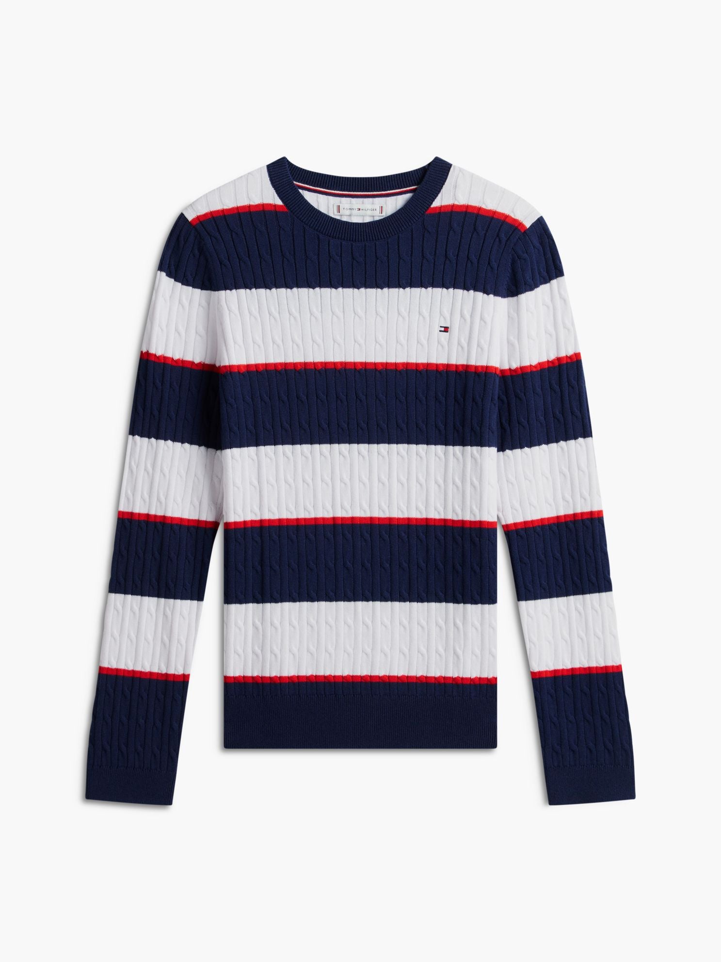 Tommy Hilfiger Rugby Stripe Cable Knit Sweater