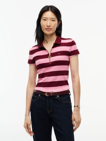 Tommy Hilfiger Slim Fit Rugby Striped Zip Polo