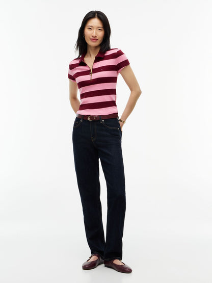 Tommy Hilfiger Slim Fit Rugby Striped Zip Polo