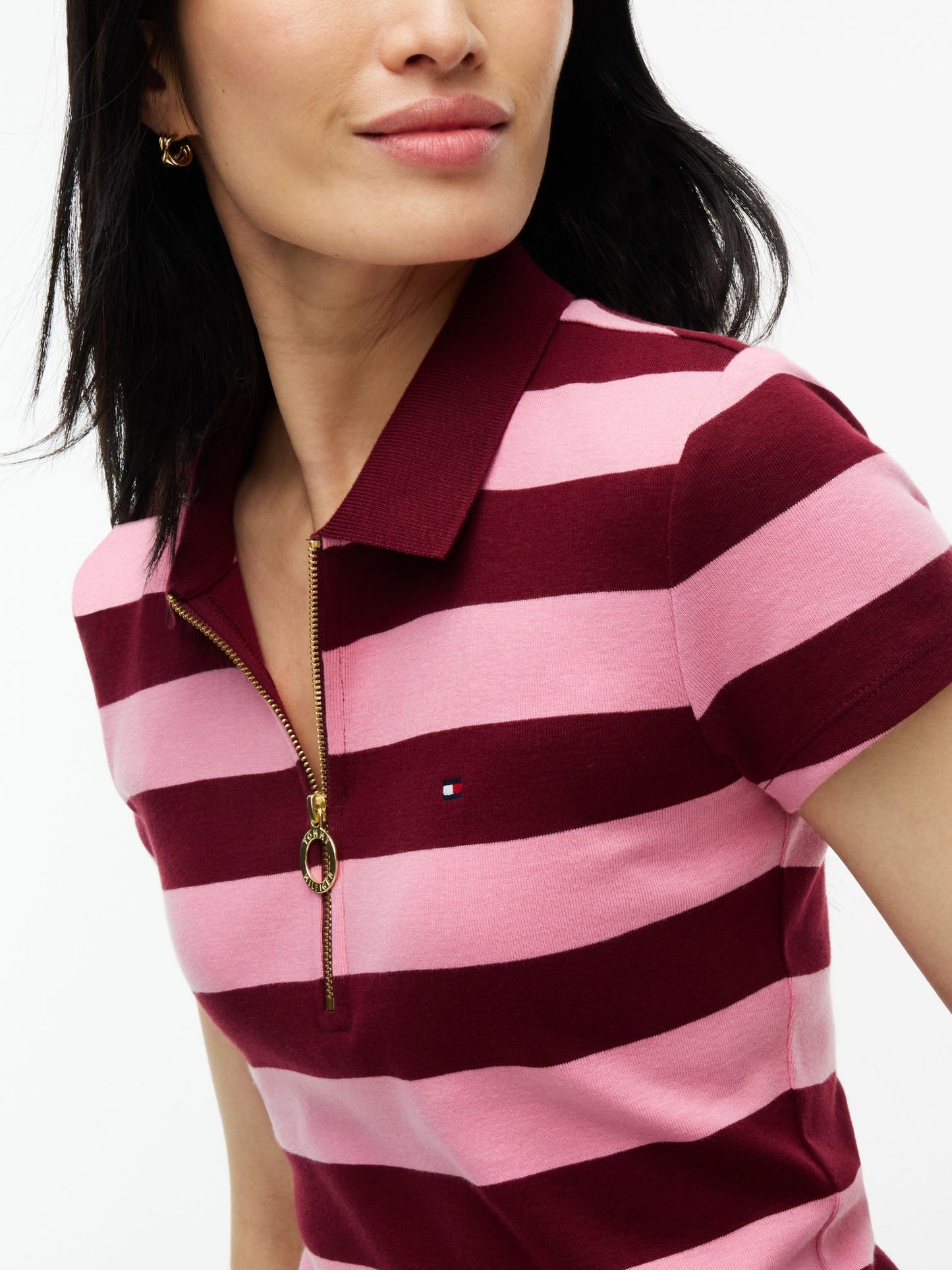 Tommy Hilfiger Slim Fit Rugby Striped Zip Polo