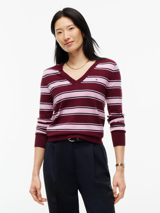 Tommy Hilfiger Lightweight Striped V-Neck Sweater
