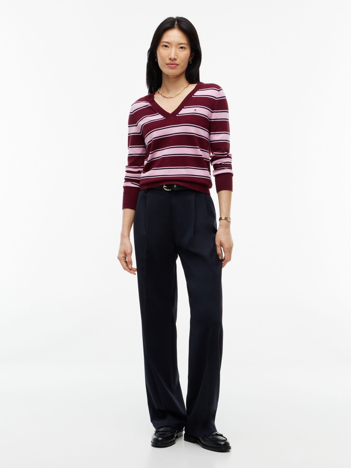 Tommy Hilfiger Lightweight Striped V-Neck Sweater