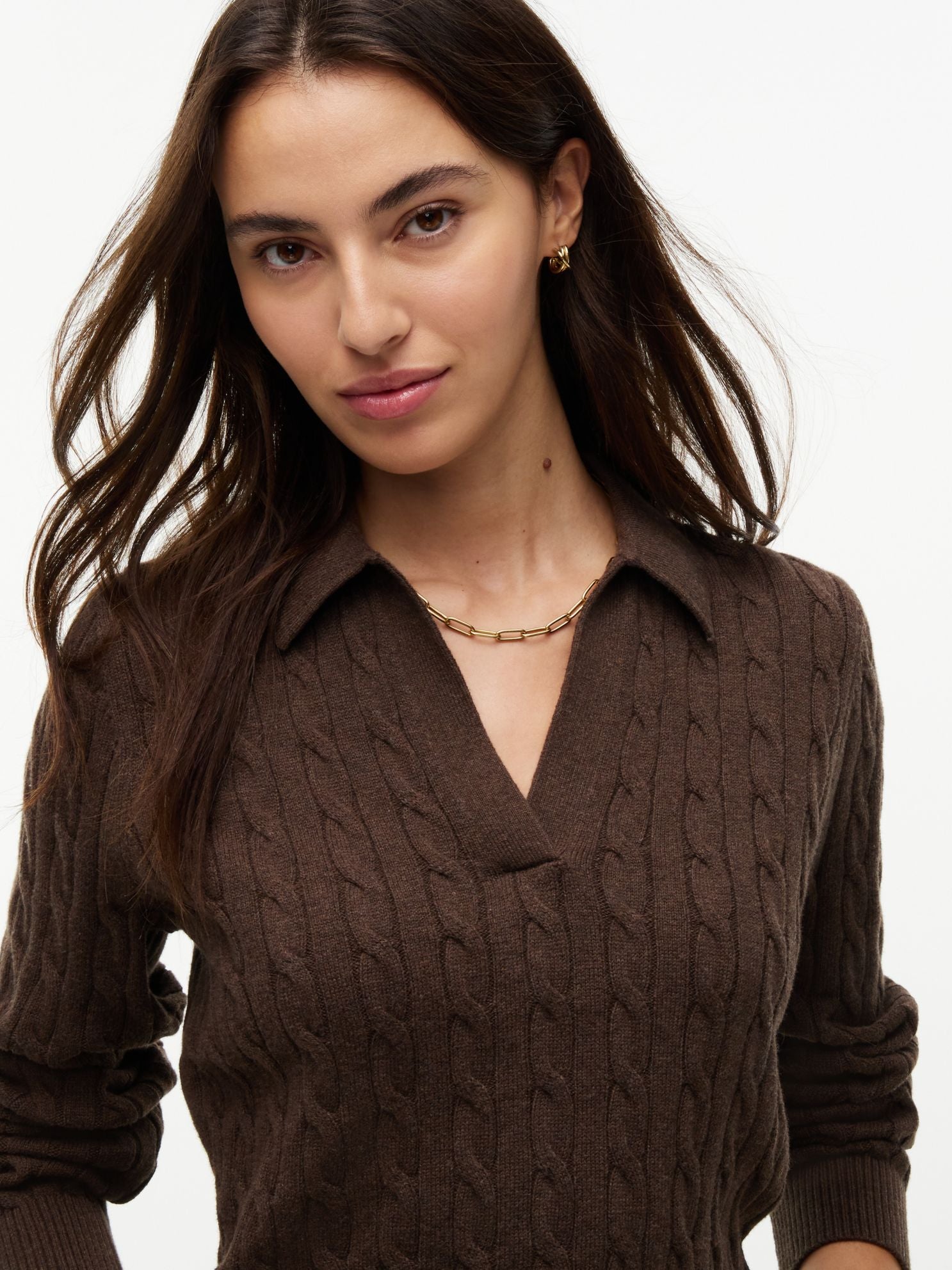 Tommy Hilfiger Open Placket Cable Knit Sweater Polo