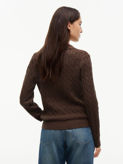 Tommy Hilfiger Open Placket Cable Knit Sweater Polo