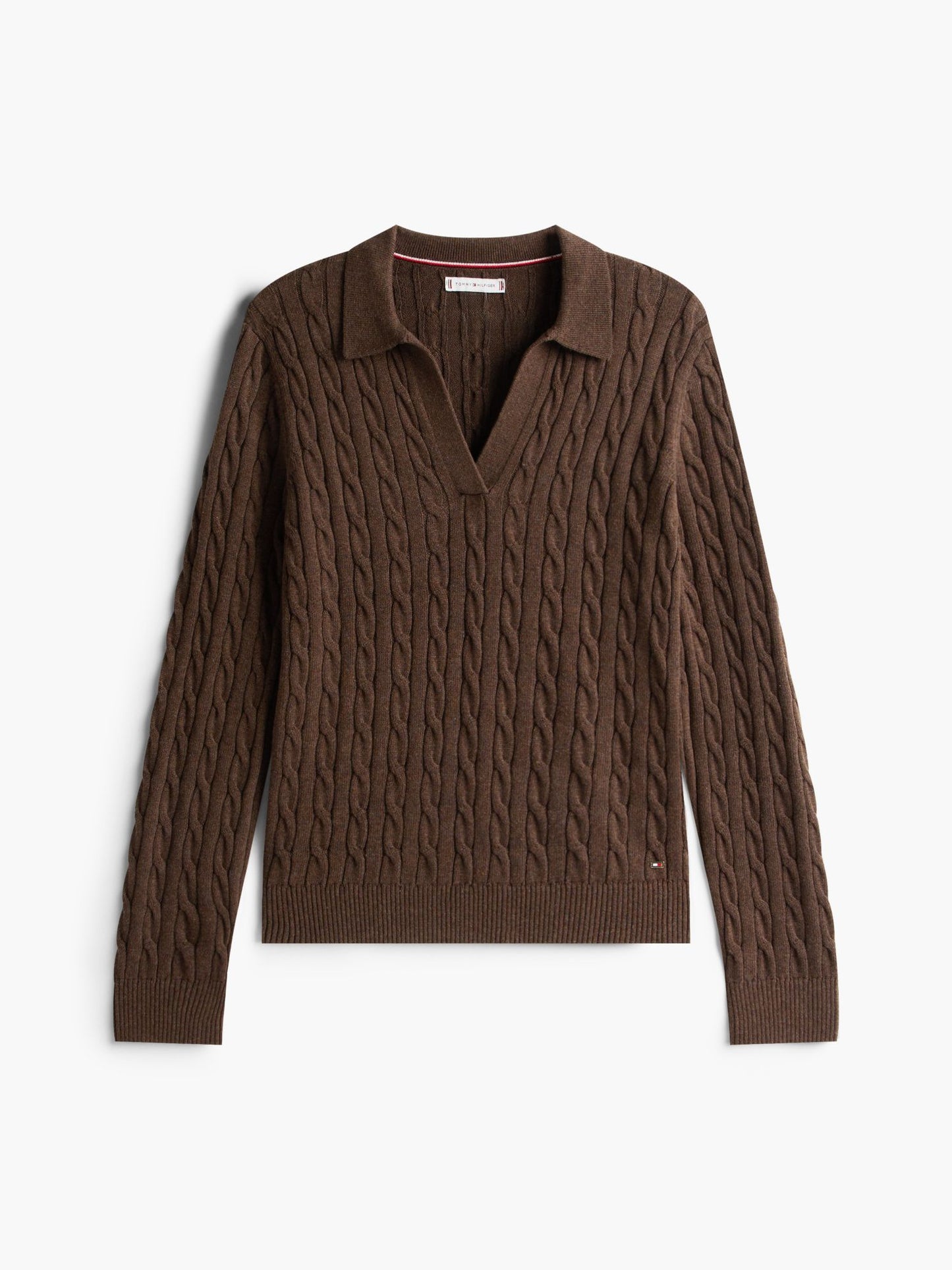 Tommy Hilfiger Open Placket Cable Knit Sweater Polo