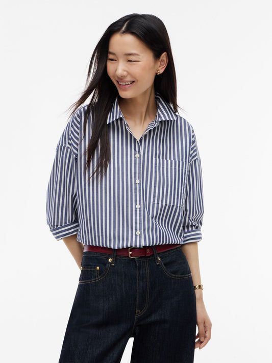 Tommy Hilfiger Oversized Striped Poplin Pocket Shirt