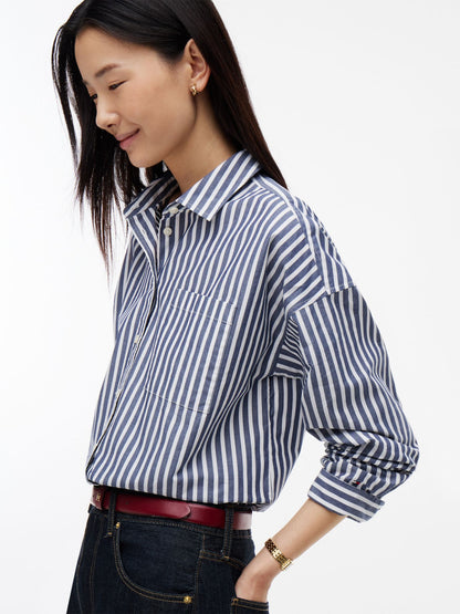 Tommy Hilfiger Oversized Striped Poplin Pocket Shirt