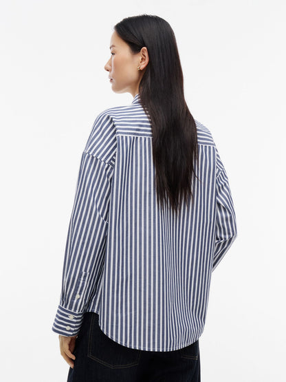 Tommy Hilfiger Oversized Striped Poplin Pocket Shirt