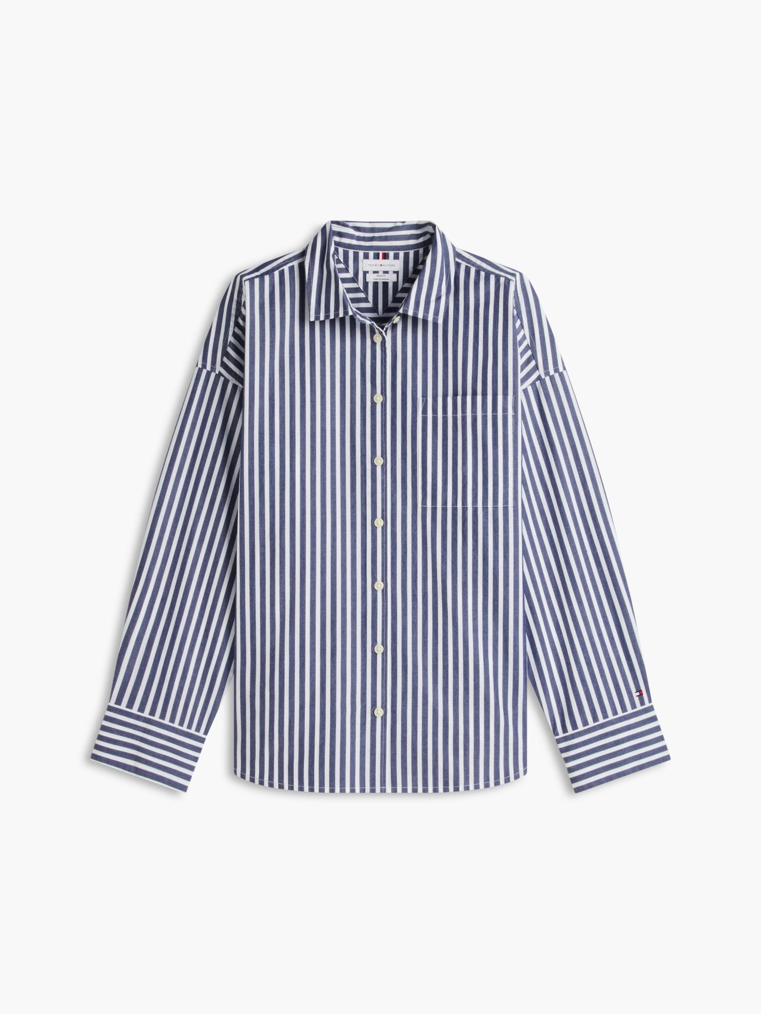 Tommy Hilfiger Oversized Striped Poplin Pocket Shirt