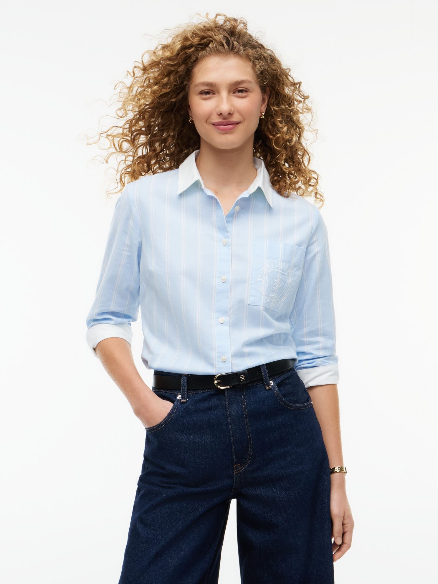 Tommy Hilfiger Embroidered Crest Striped Oxford Shirt