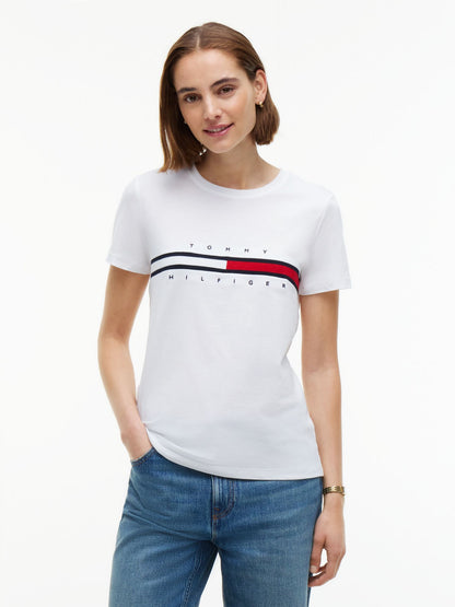 Tommy Hilfiger Embroidered Flag Stripe Logo T-Shirt