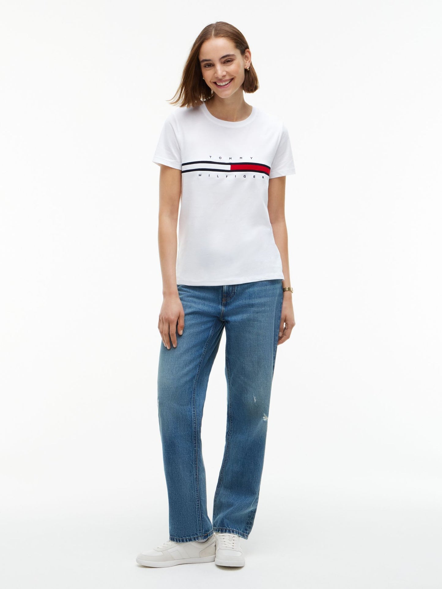 Tommy Hilfiger Embroidered Flag Stripe Logo T-Shirt