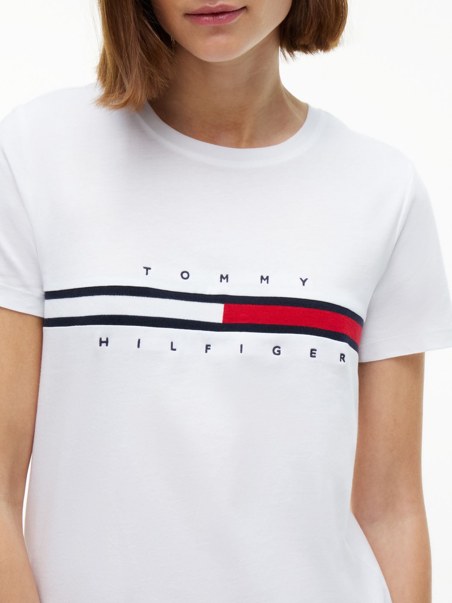 Tommy Hilfiger Embroidered Flag Stripe Logo T-Shirt