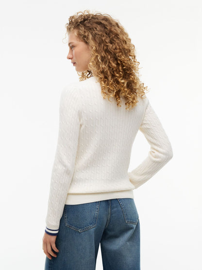 Tommy Hilfiger Cable Knit Tipped Crewneck Sweater