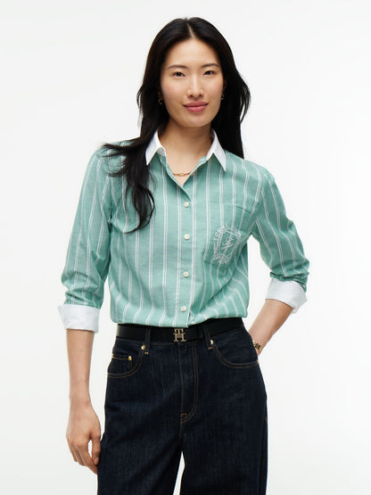 Tommy Hilfiger Embroidered Crest Striped Oxford Shirt