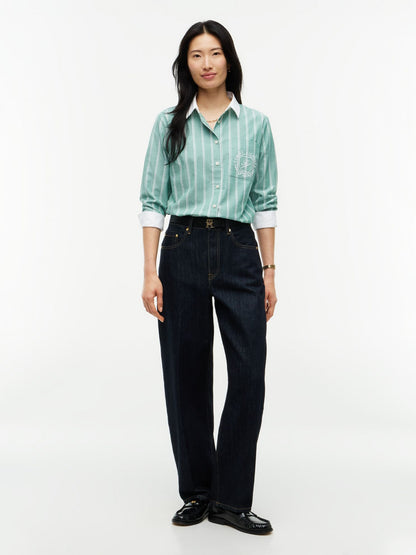 Tommy Hilfiger Embroidered Crest Striped Oxford Shirt