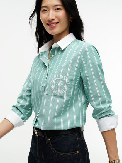 Tommy Hilfiger Embroidered Crest Striped Oxford Shirt