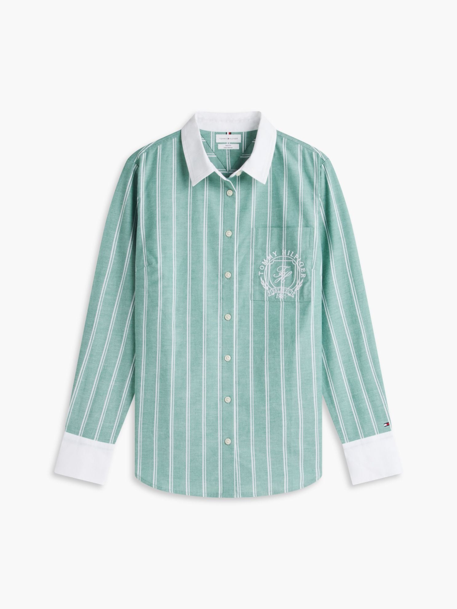 Tommy Hilfiger Embroidered Crest Striped Oxford Shirt