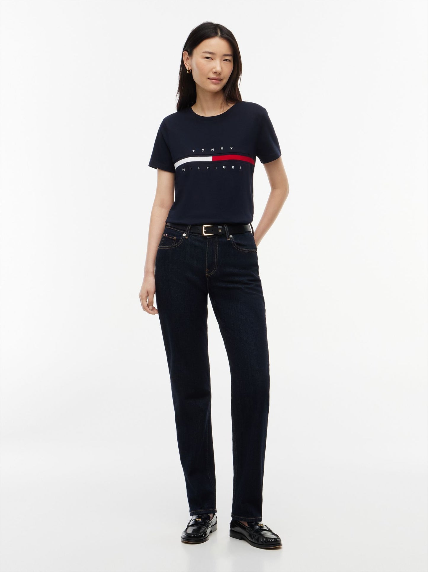 Tommy Hilfiger Embroidered Flag Stripe Logo T-Shirt