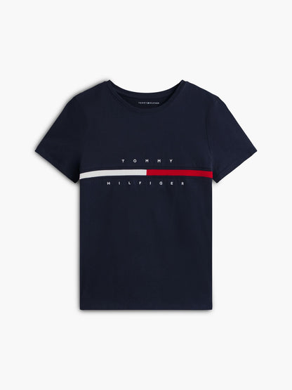 Tommy Hilfiger Embroidered Flag Stripe Logo T-Shirt