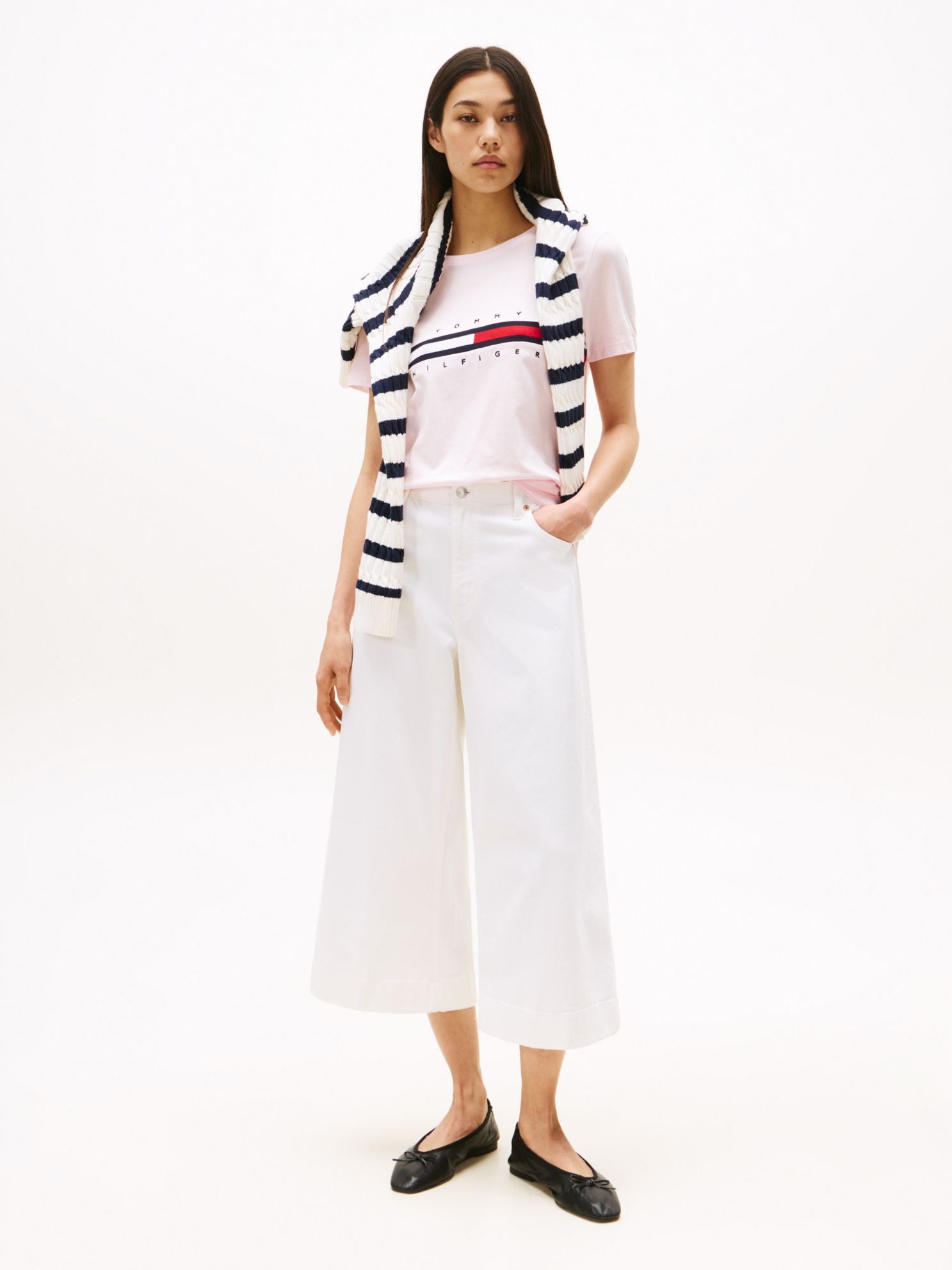Tommy Hilfiger Embroidered Flag Stripe Logo T-Shirt