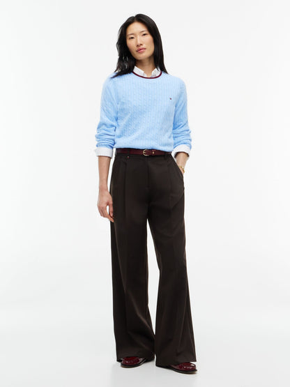 Tommy Hilfiger Cable Knit Tipped Crewneck Sweater