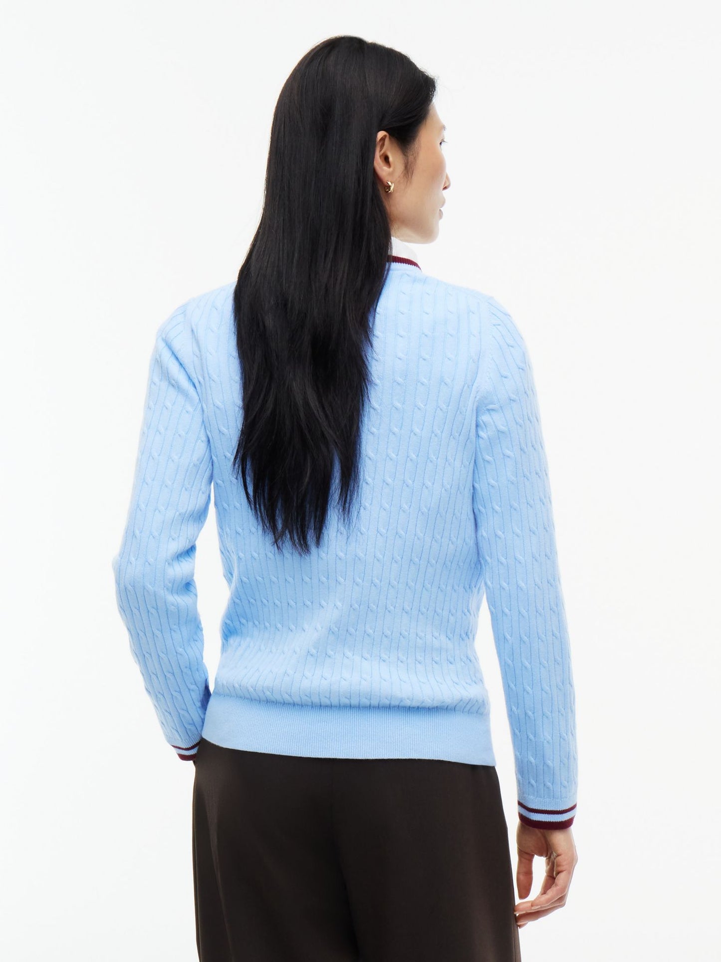 Tommy Hilfiger Cable Knit Tipped Crewneck Sweater